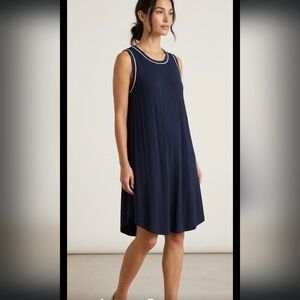 NWT Michael Stars Sleeveless Dress with Braided Detail, Navy Size Large